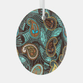 Denim Paisley: Naadloze jeans textuur patroon Glas Ornament (Voorkant Rechts)