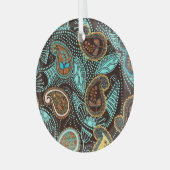 Denim Paisley: Naadloze jeans textuur patroon Glas Ornament (Voorkant links)