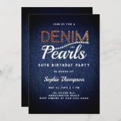 Denim Parels Elegante Rustieke Schuur 50e Verjaard Kaart (Voorkant / Achterkant)