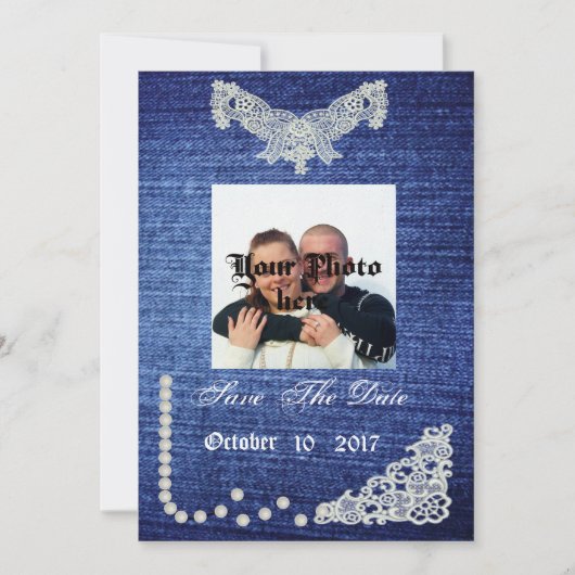 Denim, Parels en sla de datum op Save The Date (Voorkant)
