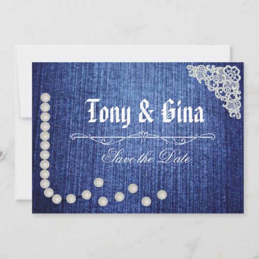Denim, Parels en sla de datum op Save The Date (Achterkant)