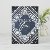 Denim Parels Kant Elegant Modern 50ste Verjaardag Bedankkaart (Staand voorkant)