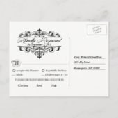Denim Parels & Kant Wedding RSVP Uitnodiging Briefkaart (Achterkant)