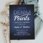 Denim Parels Paar Bruiloft Douche Modern Rustiek Kaart