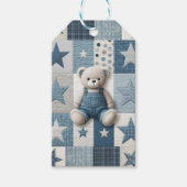 Denim Patchwork Bear Napkins Cadeaulabel (Voorkant)