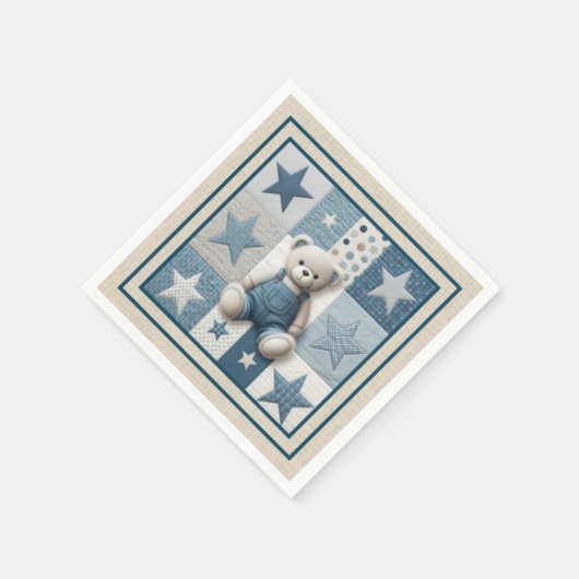 Denim Patchwork Bear Napkins Servet (Hoek)