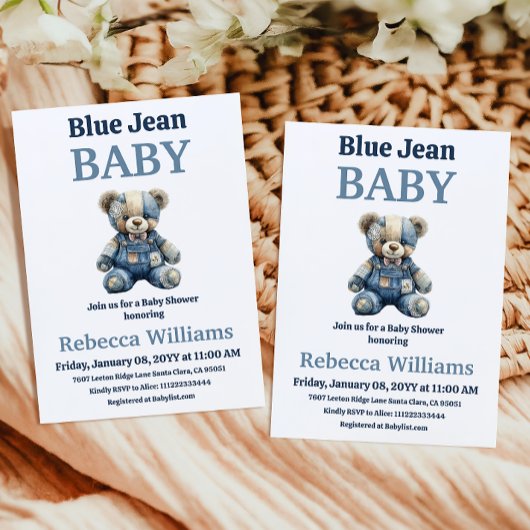Denim Patchwork Beer Jongen Blauwe Spijkerbroek Ba Kaart