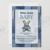 Denim Patchwork Beer Knuffel Blauw Spijkerbroek Ba Kaart (Voorkant)