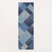 Denim Patchwork Blauwe stof Yogamat (Voorkant)