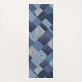 Denim Patchwork Blauwe stof Yogamat (Achterkant)