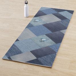 Denim Patchwork Blauwe stof Yogamat
