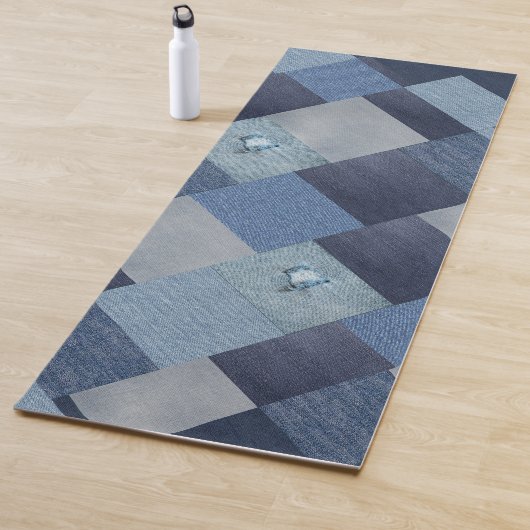Denim Patchwork Blauwe stof Yogamat (In situ)