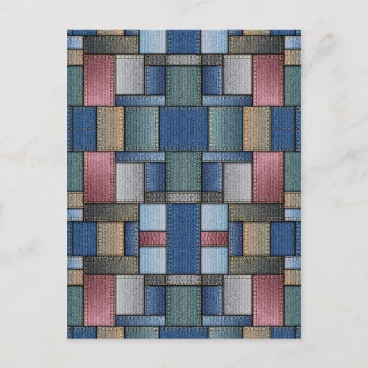 Denim Patchwork Briefkaart (Voorkant)