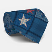 Denim patchwork, denim, patchwork, blauw, blauw de stropdas (Opgerold)