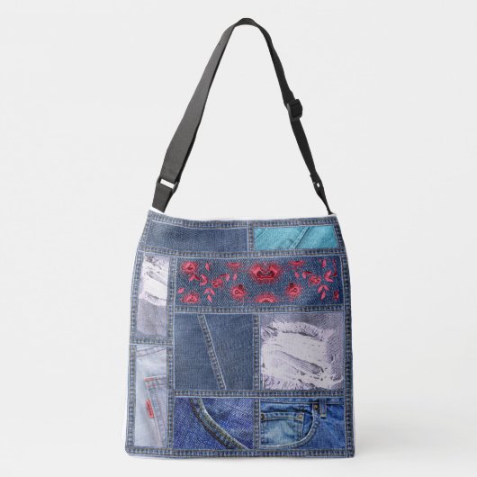 Denim Patchwork geïnspireerd Crossbody Tas (Achterkant)