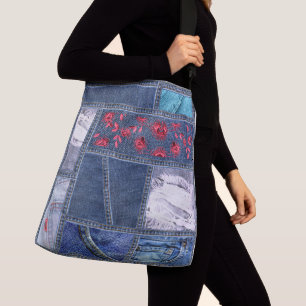Denim Patchwork geïnspireerd Crossbody Tas