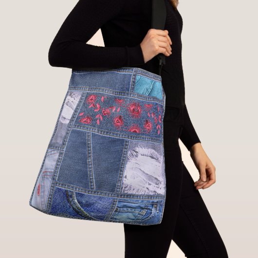 Denim Patchwork geïnspireerd Crossbody Tas (Dichtbij)