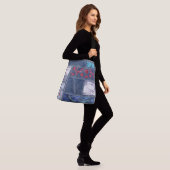 Denim Patchwork geïnspireerd Crossbody Tas (Op model)