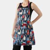 Denim Patchwork Geplakte kerstbomen & rendieren Schort (Insitu)