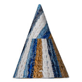 Denim patchwork: gerecycled jeans tapijt. feesthoedjes (Rechts)