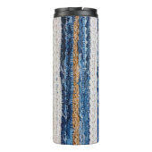 Denim patchwork: gerecycled jeans tapijt. thermosbeker (Achterkant)