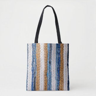 Denim patchwork: gerecycled jeans tapijt. tote bag