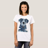 Denim Patchwork Hond T-shirt (Voorkant volledig)