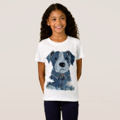 Denim Patchwork Hond T-shirt (Voorkant volledig)
