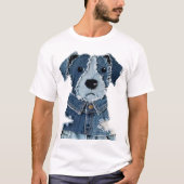Denim Patchwork Hond T-shirt (Voorkant)