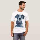 Denim Patchwork Hond T-shirt (Voorkant volledig)