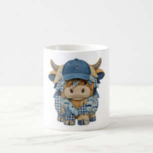 Denim Patchwork Hoogland Koe Koffiemok