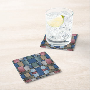 Denim Patchwork Kartonnen Onderzetters