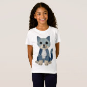 Denim Patchwork Kat T-shirt (Voorkant volledig)