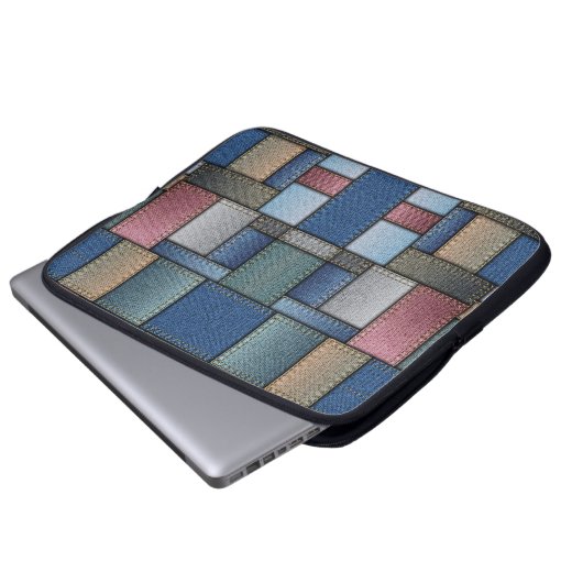Denim Patchwork Laptop Sleeve (Voorkant onderkant)