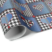 Denim Patchwork: naadloos stoffenpatroon Cadeaupapier (Rol Hoek)