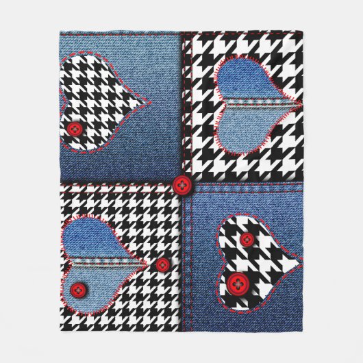 Denim Patchwork: naadloos stoffenpatroon Fleece Deken (Voorkant)