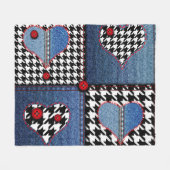 Denim Patchwork: naadloos stoffenpatroon Fleece Deken (Voorkant (Horizontaal))