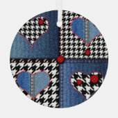 Denim Patchwork: naadloos stoffenpatroon Glas Ornament (Achterkant)