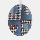 Denim Patchwork: naadloos stoffenpatroon Glas Ornament (Voorkant Rechts)