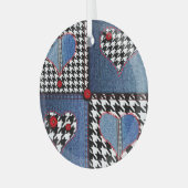 Denim Patchwork: naadloos stoffenpatroon Glas Ornament (Voorkant links)
