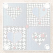 Denim Patchwork: naadloos stoffenpatroon Glazen Onderzetter (Achterkant)
