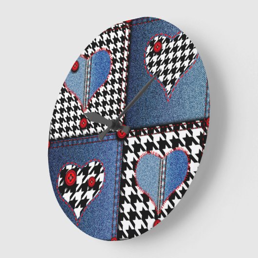 Denim Patchwork: naadloos stoffenpatroon Grote Klok (Hoek)