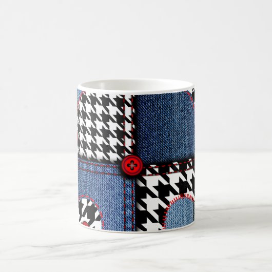 Denim Patchwork: naadloos stoffenpatroon Koffiemok (Center)