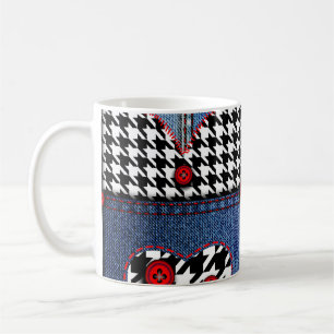 Denim Patchwork: naadloos stoffenpatroon Koffiemok