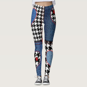 Denim Patchwork: naadloos stoffenpatroon Leggings