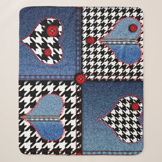 Denim Patchwork: naadloos stoffenpatroon Sherpa Deken (Voorkant)