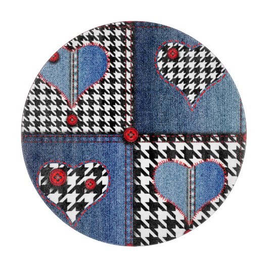 Denim Patchwork: naadloos stoffenpatroon Snijplank (Voorkant)