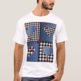 Denim Patchwork: naadloos stoffenpatroon T-shirt