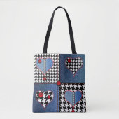 Denim Patchwork: naadloos stoffenpatroon Tote Bag (Voorkant)