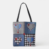 Denim Patchwork: naadloos stoffenpatroon Tote Bag (Achterkant)